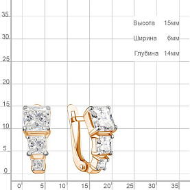 Серьги Аквамарин - Серебро 925, Фианит (арт. 400849.6)