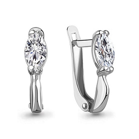 Серьги Аквамарин - Серебро 925, Фианит (арт. 400370.5)