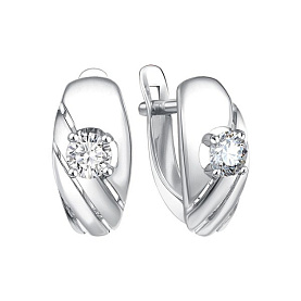 Серьги Золотые узоры - Серебро 925, Фианит (арт. 90-52-0040-00)