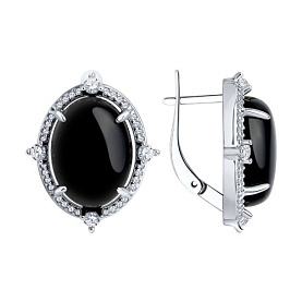 Серьги Diamant - Серебро 925, Агат, Фианит (арт. 94-320-00885-1)