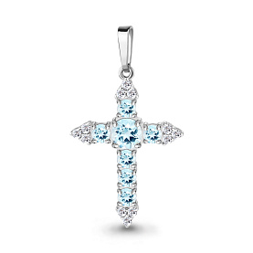Подвеска Аквамарин - Серебро 925, Топаз, Фианит (арт. 2471302А.5)