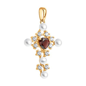 Подвеска SOKOLOV - Серебро 925, Гранат, Жемчуг культивированный, Фианит (арт. 92030844)