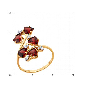 Кольцо SOKOLOV - Серебро 925, Гранат, Фианит (арт. 92014570)