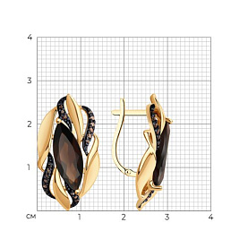 Серьги SOKOLOV - Серебро 925, Раухтопаз, Фианит (арт. 92023086)