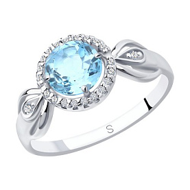 Кольцо SOKOLOV - Серебро 925, Топаз, Фианит (арт. 92011673)
