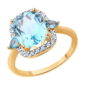 Кольцо SOKOLOV - Золото 585, Топаз, Фианит (арт. 717160)