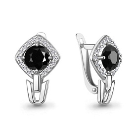 Серьги Аквамарин - Серебро 925, Стекло, Фианит (арт. 400776АЧ.5)