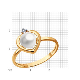 Кольцо SOKOLOV - Серебро 925, Жемчуг имитация, Фианит (арт. 92012144)