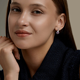 Серьги SOKOLOV - Серебро 925, Аметист, Фианит (арт. 92025331)