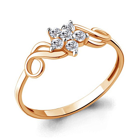 Кольцо Аквамарин - Золото 375, Фианит (арт. 68003А.8)