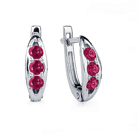 Серьги Platinum Lab. - Платина 950, Рубин (арт. ПС-043Р-01)