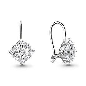 Серьги Аквамарин - Серебро 925, Фианит (арт. 48647А.5)