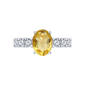 Кольцо SOKOLOV - Серебро 925, Фианит, Цитрин (арт. 92014610)