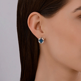 Серьги SOKOLOV - Золото 585, Топаз лондон, Фианит (арт. 728971)