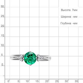 Кольцо Аквамарин - Серебро 925, Синтетический изумруд, Фианит (арт. 66540Г.5)