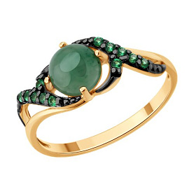 Кольцо SOKOLOV - Серебро 925, Жадеит, Фианит (арт. 83010281)