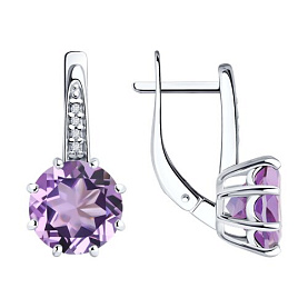 Серьги Diamant - Серебро 925, Аметист, Фианит (арт. 94-320-02040-2)