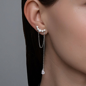 Серьги SOKOLOV - Серебро 925, Жемчуг имитация, Фианит (арт. 94026792)