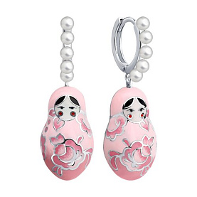 Серьги SOKOLOV - Серебро 925, Жемчуг имитация, Эмаль (арт. 94027503)