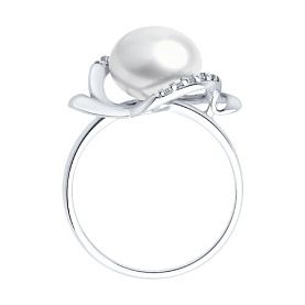 Кольцо SOKOLOV - Серебро 925, Жемчуг культивированный, Фианит (арт. 92014416)