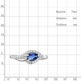 Кольцо Аквамарин - Серебро 925, Синтетический сапфир , Фианит (арт. 600210АБ.5)