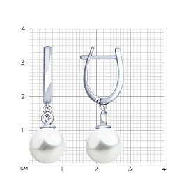 Серьги SOKOLOV - Серебро 925, Жемчуг имитация, Фианит (арт. 94025814)