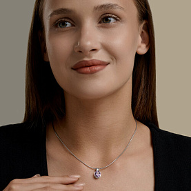 Подвеска SOKOLOV - Серебро 925, Фианит, Аметист (арт. 92030855)