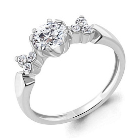 Кольцо Аквамарин - Серебро 925, Фианит (арт. 665391А.5)