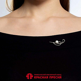 Брошь Красная пресня - Серебро 925, Жемчуг культивированный (арт. 13315916Пл)