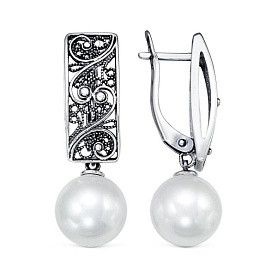 Серьги Красная пресня - Серебро 925, Жемчуг имитация (арт. 33612270)