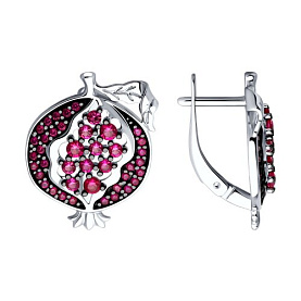 Серьги SOKOLOV - Серебро 925, Синтетический рубин (арт. 94026696)