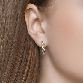 Серьги SOKOLOV - Серебро 925, Фианит, Хризолит (арт. 92021780)