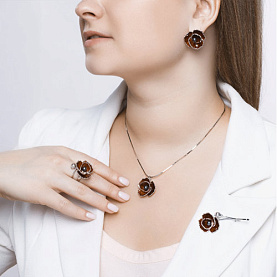 Брошь SOKOLOV - Серебро 925, Жемчуг имитация, Эмаль (арт. 94040175)