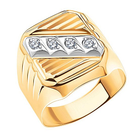 Кольцо Атолл - Золото 585, Фианит (арт. 4140а)