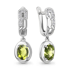 Серьги Аквамарин - Серебро 925, Фианит, Хризолит (арт. 45012907А.5)