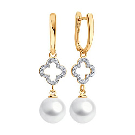 Серьги SOKOLOV - Золото 585, Жемчуг культивированный, Фианит (арт. 792473)
