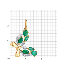 Подвеска SOKOLOV - Золото 585, Агат, Фианит (арт. 731566)
