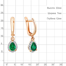 Серьги Аквамарин - Серебро 925, Синтетический изумруд, Фианит (арт. 49342АГ.6)