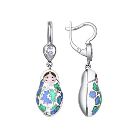 Серьги SOKOLOV - Серебро 925, Фианит, Эмаль (арт. 94021316)