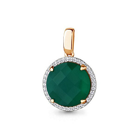 Подвеска Аквамарин - Серебро 925, Агат, Фианит (арт. 2508209А.6)