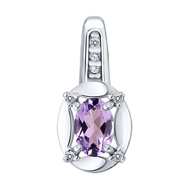 Подвеска SOKOLOV - Серебро 925, Аметист, Фианит (арт. 92030883)