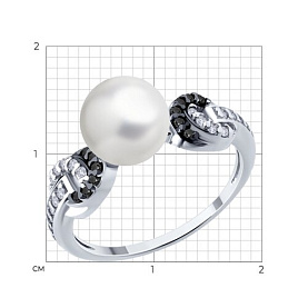 Кольцо SOKOLOV - Серебро 925, Жемчуг синтетический, Фианит (арт. 94014415)
