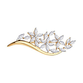 Брошь SOKOLOV - Серебро 925, Фианит (арт. 93040019)