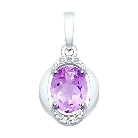 Подвеска SOKOLOV - Серебро 925, Аметист, Фианит (арт. 92030467)