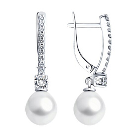 Серьги SOKOLOV - Серебро 925, Жемчуг культивированный, Фианит (арт. 92022973)