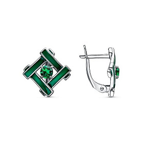 Серьги Красная пресня - Серебро 925, Синтетическая шпинель, Эмаль (арт. 33814678Пл7)