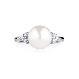 Кольцо Platinum Lab. - Платина 950, Жемчуг культивированный, Бриллиант (арт. ПК-212-02)
