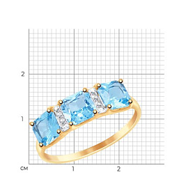 Кольцо SOKOLOV - Золото 375, Топаз, Фианит (арт. 37715022)