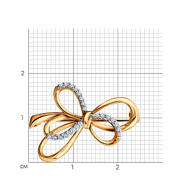 Брошь SOKOLOV - Золото 585, Фианит (арт. 040346)
