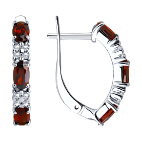 Серьги SOKOLOV - Серебро 925, Гранат, Фианит (арт. 92021431)